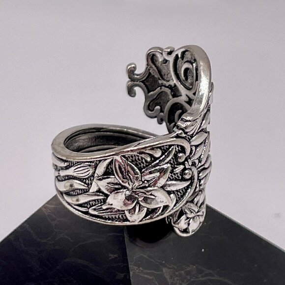 Boho Double Lily Adjustable Spoon Ring #1313 - Picture 6 of 12
